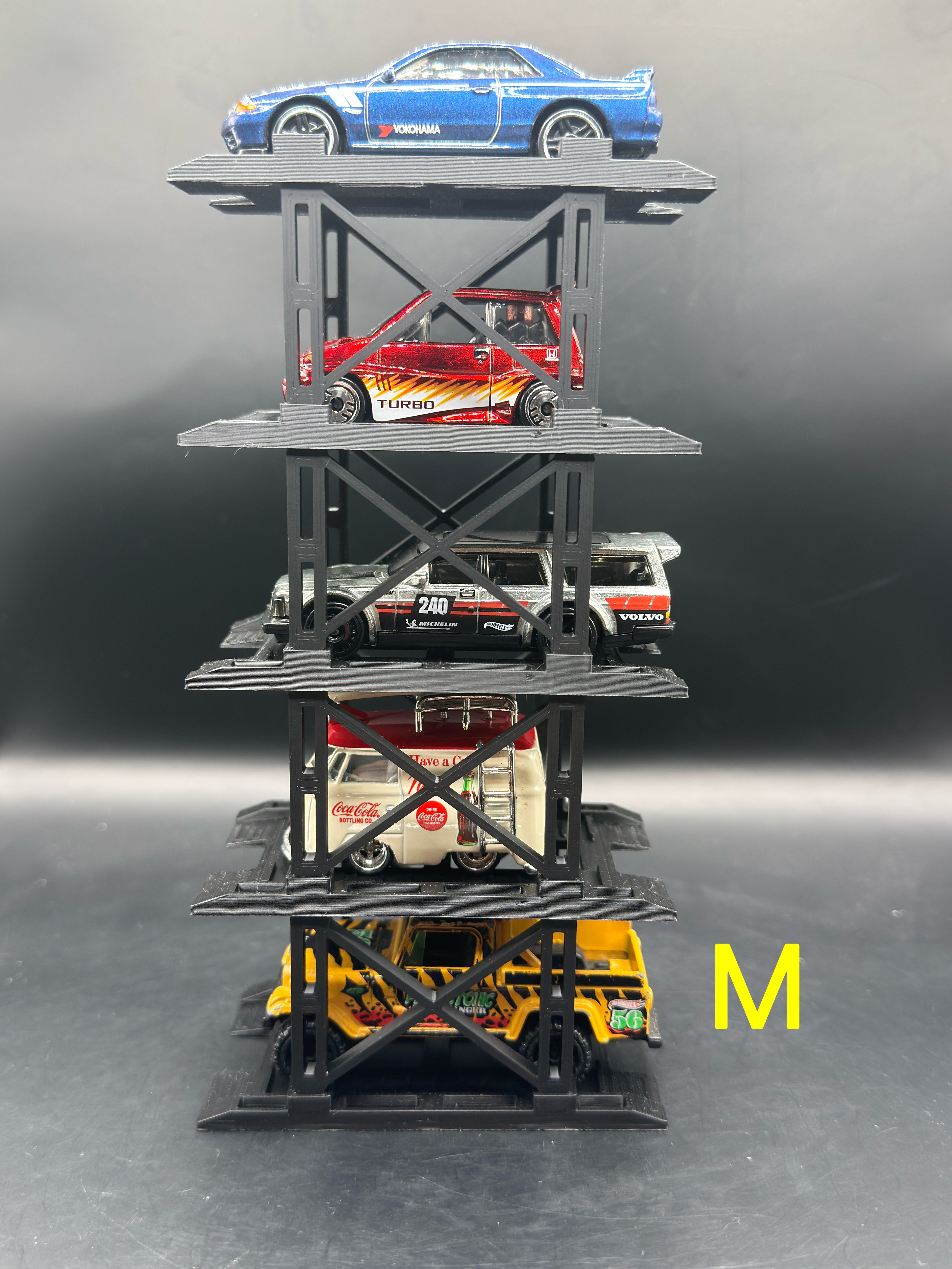 3D Printed 1/64 Hot Wheels Die-cast Parking Space Rack 5 Cars Set